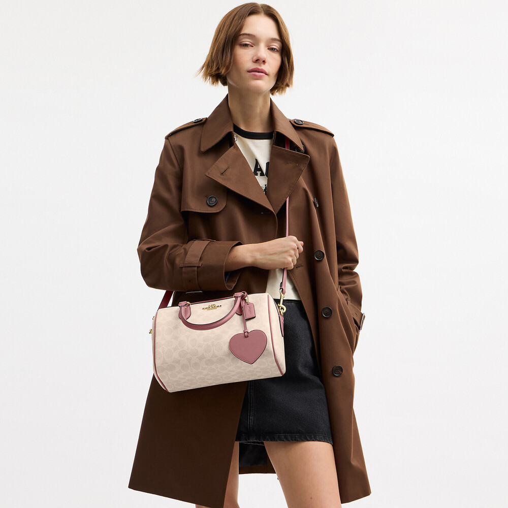 Coach Outlet Rowan Satchel Bag In Signature Canvas With Heart Charm - Picture 3 of 3